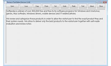 Romaco Text Editor for Windows - Download it from Habererciyes for free
